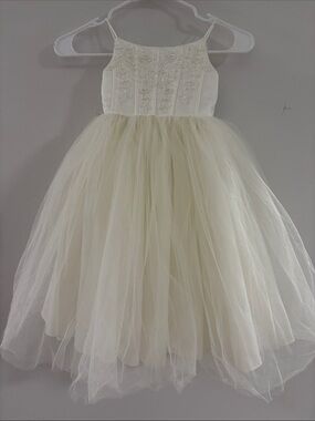 Oleg Cassini toddler flower girl wedding dress tulle with beaded bodice size 3